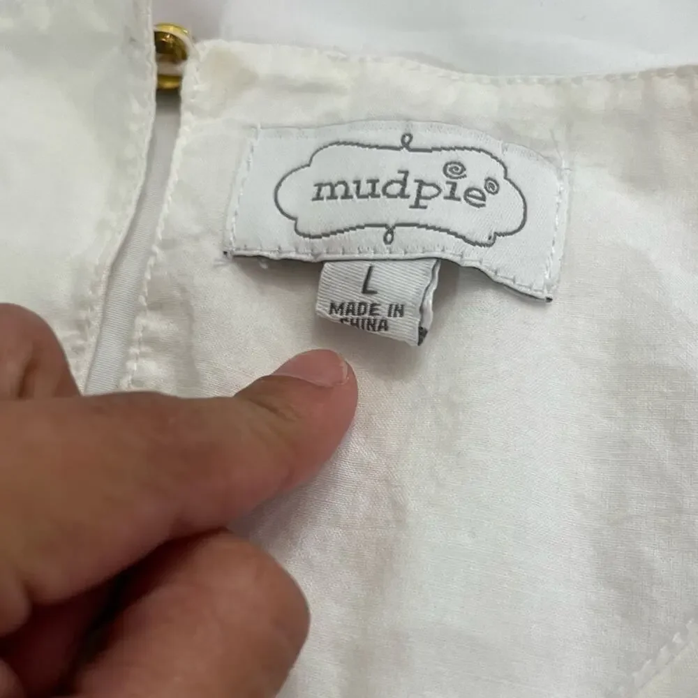 Mud Pie Michelle Embroidered Floral Scalloped 3/4 Sleeve Summer Dress Size L - Picture 7 of 9